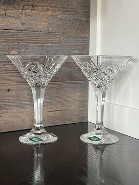 A Pair of Shannon Crystal Martini Glasses- Dublin Pattern